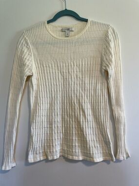 Liz Claiborne Women’s Cream Ribbed 100% Cotton Knit Sweater Medium
